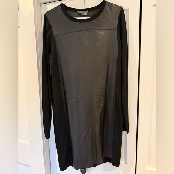 Vince Dresses & Skirts - Vince Leather Sweater Black Size L Dress